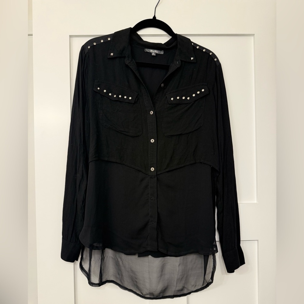 Miss Me Black Studded Button Down Shirt